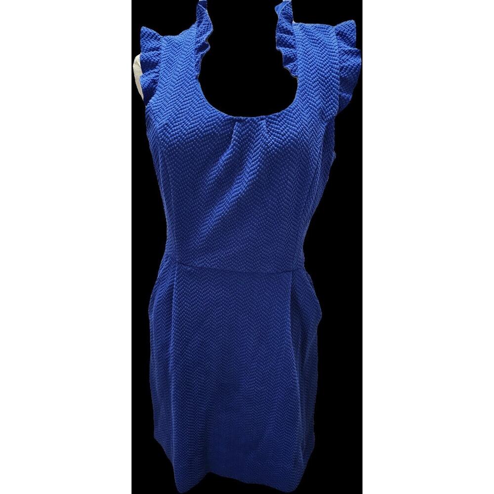 Elle Pencil Dress Royal Blue Cap Sleeve Knee Length Pockets! Ladies 80‎